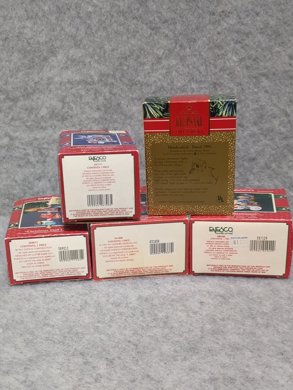 Lot of 5 Vintage Enesco Treasury Mouse Christmas Ornaments - Picture 12 of 13